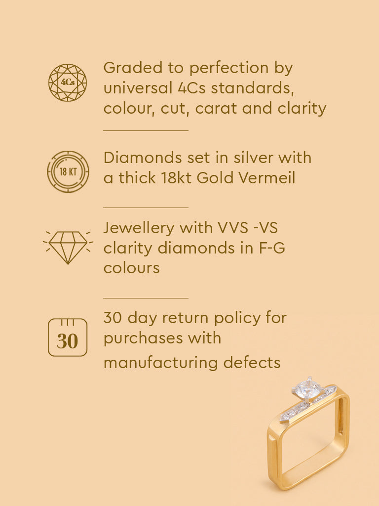 Bold Square Lab Diamond Solitaire Ring