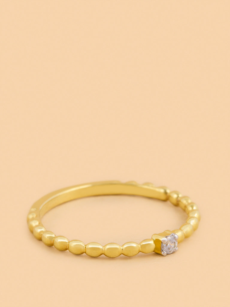 Beaded Ring with Lab Diamond