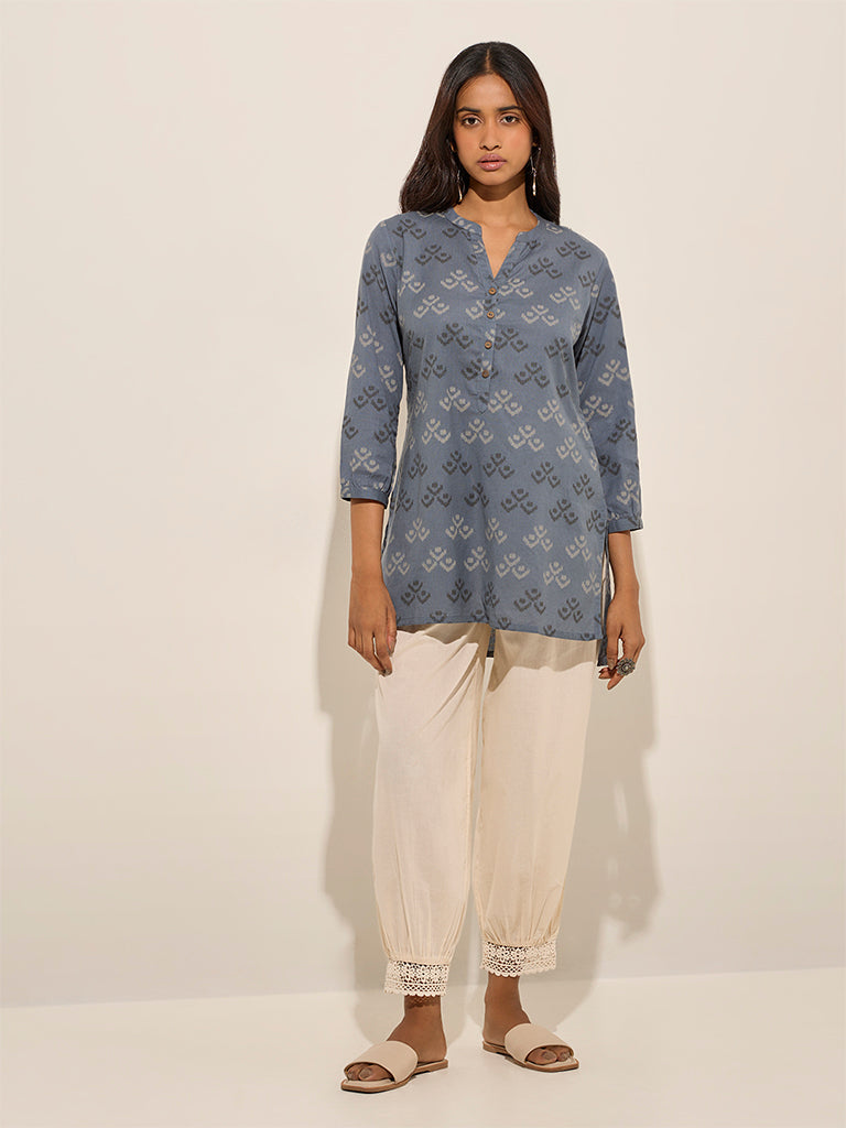 Westside Utsa Women's Light Beige Crochet-Detailed Harem-Style Ethnic Pants for Everyday Full View