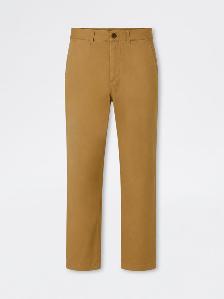 Ascot Dark Beige Relaxed-Fit Mid-Rise Cotton-Blend Chinos