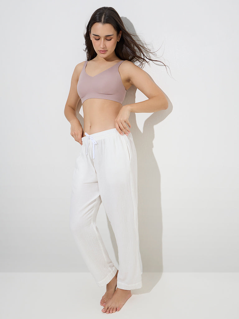 Westside Wunderlove Women's Light Mauve Invisible Cotton Padded Bra for Casual Wear Full View