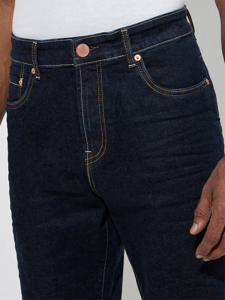 Westside WES Casuals Men's Dark Blue Relaxed-Fit Mid-Rise Denim Jeans for Casual Wear Zoomed View