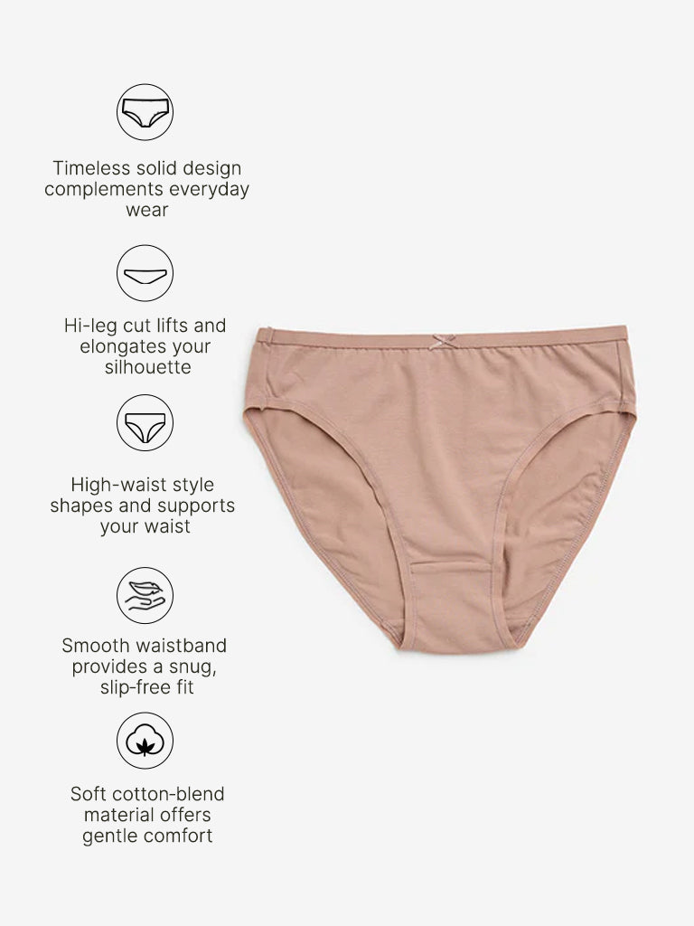 Westside Wunderlove Women's Dusty Pink Cotton-Blend Briefs - Pack of 3 for Casual Wear Infographic Image