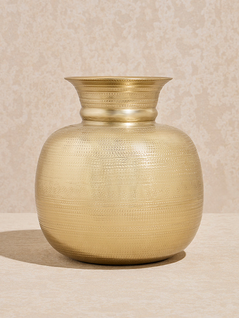 Westside Home Gold Textured Round Vase - Small
