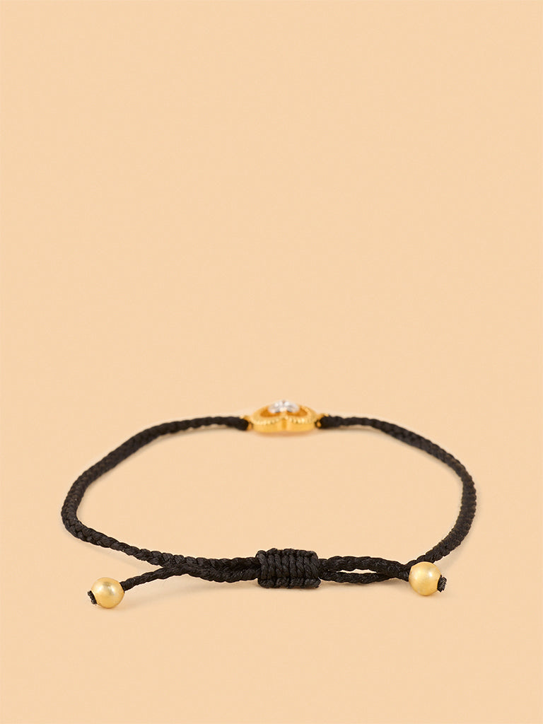 Black Braided Lab Diamond Heart Cord Bracelet