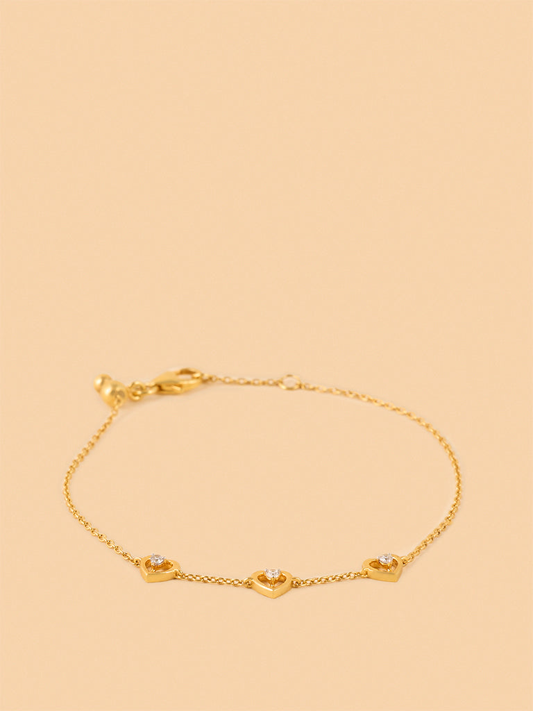 Tripe Lab Diamond Heart Prong Bracelet