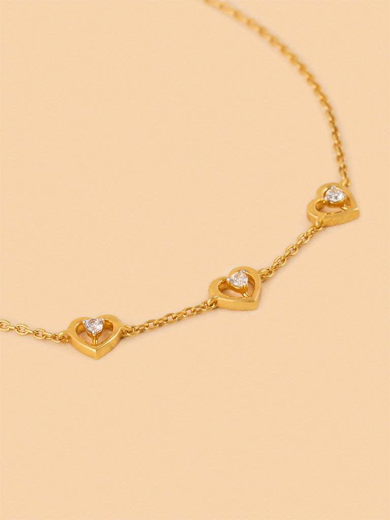 Tripe Lab Diamond Heart Prong Bracelet