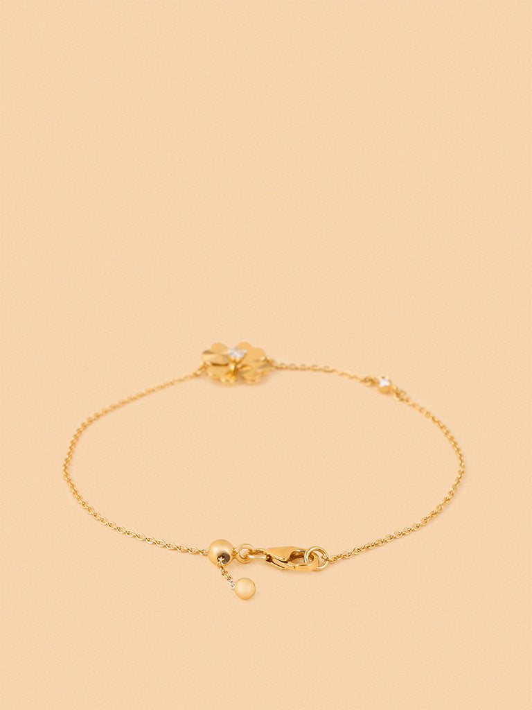 Minimalist Lab Diamond Clover Heart Chain Bracelet