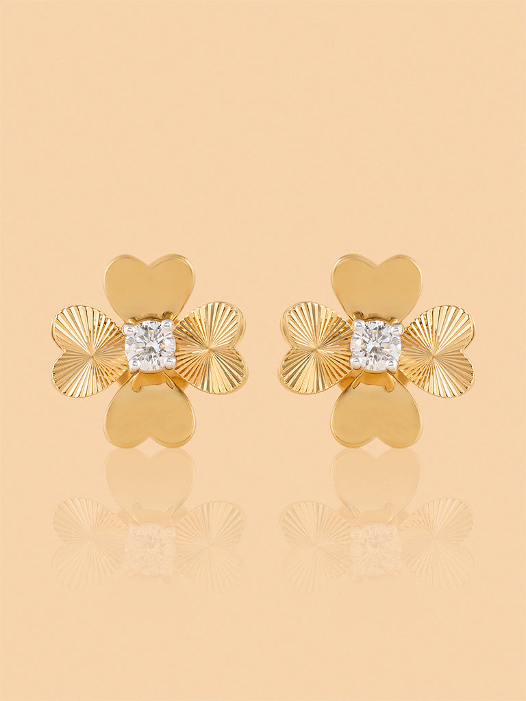 Delicate Lab Diamond Clover Heart Studs