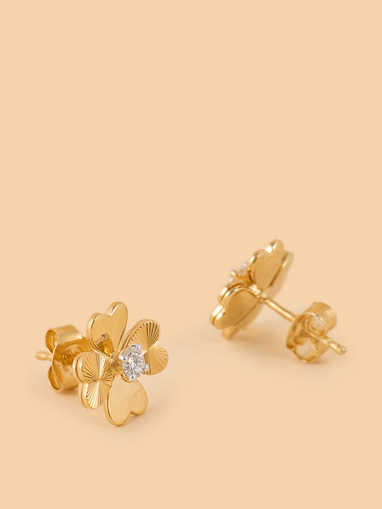Delicate Lab Diamond Clover Heart Studs