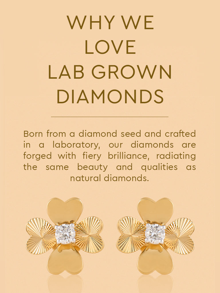 Delicate Lab Diamond Clover Heart Studs