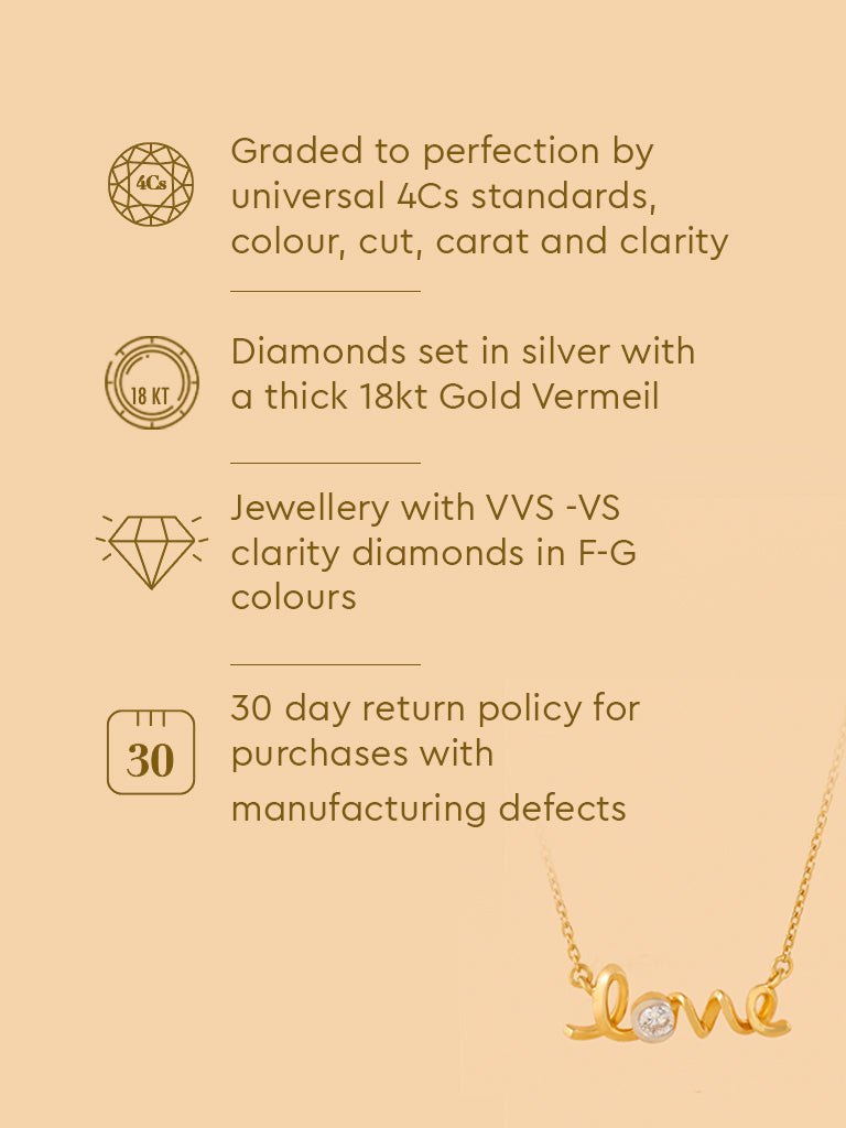 Chain Love Script Labe Diamond Necklace