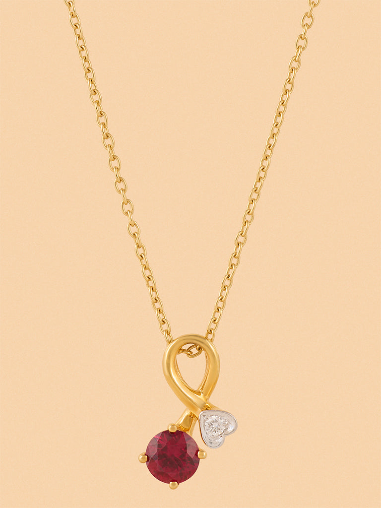 Twisted Ruby and Lab Diamond Heart Pendant