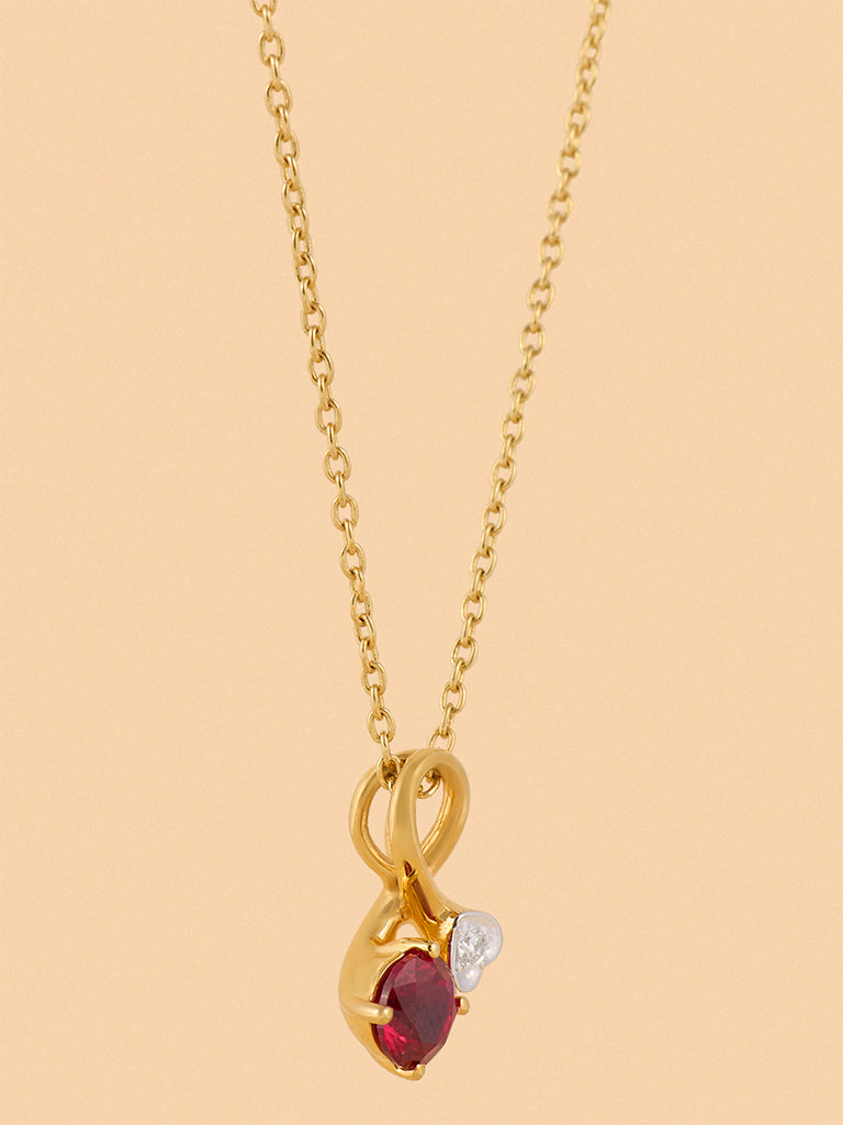 Twisted Ruby and Lab Diamond Heart Pendant