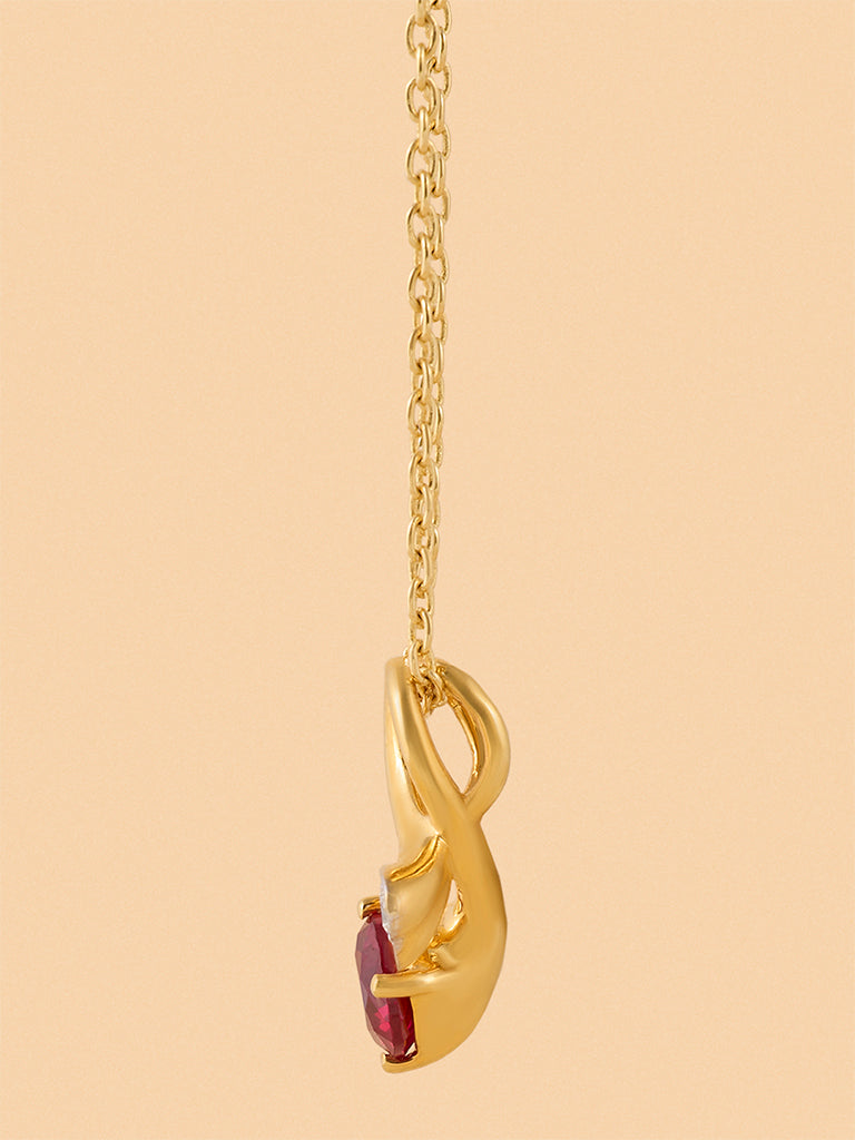 Twisted Ruby and Lab Diamond Heart Pendant