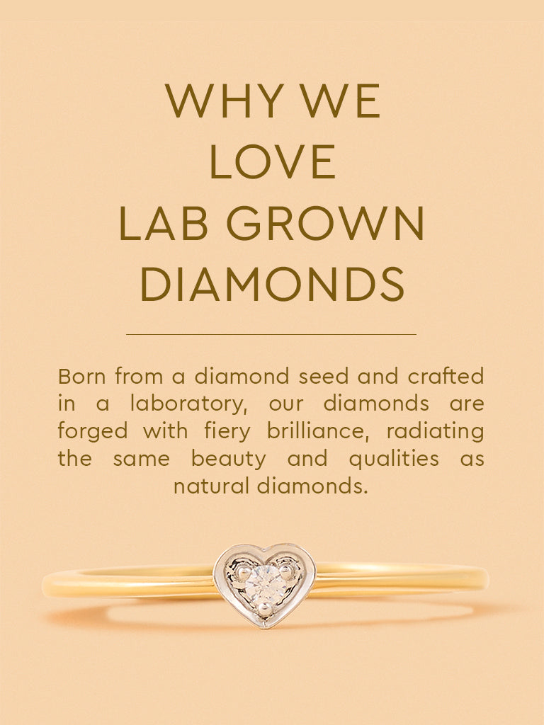 Classic Lab Diamond Pinched Shank Heart Ring