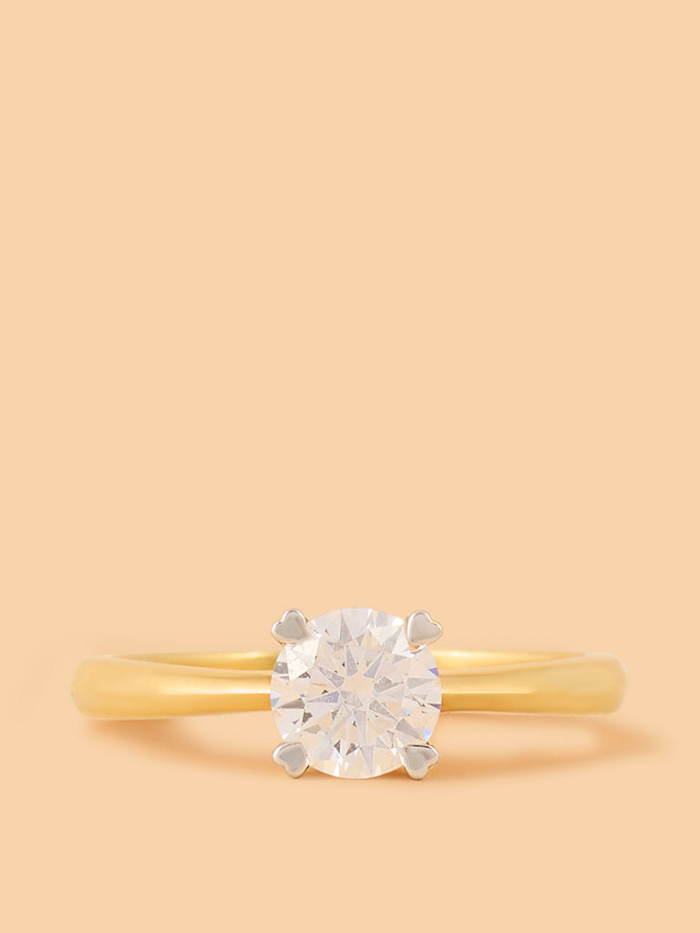 Faceted Lab Diamond Heart Prong Solitaire Ring