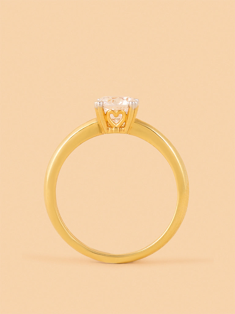 Faceted Lab Diamond Heart Prong Solitaire Ring