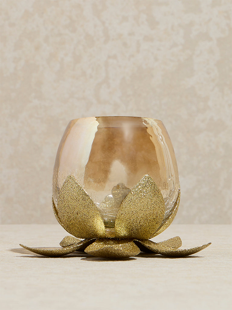 Westside Home Gold Lotus Design Tealight Candle Holder