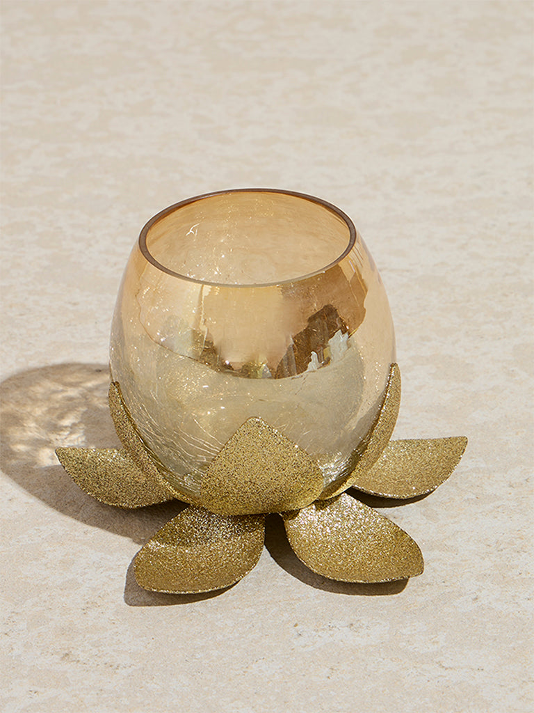 Westside Home Gold Lotus Design Tealight Candle Holder