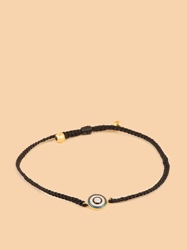 Studded Evil Eye Macrame Bracelet