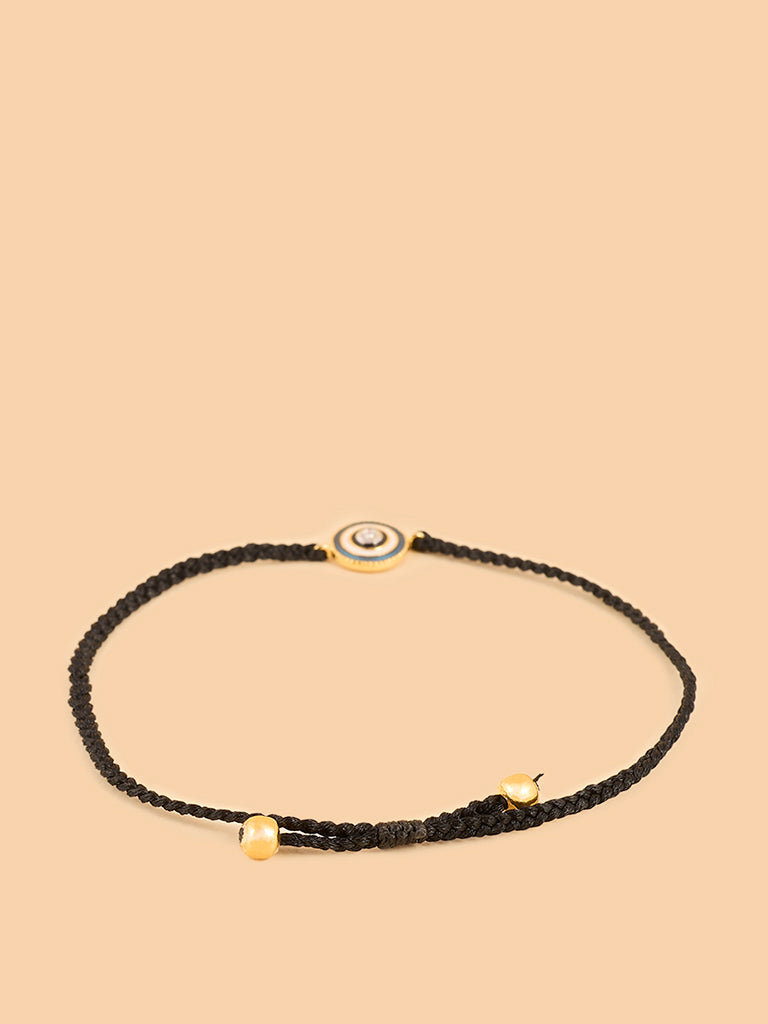 Studded Evil Eye Macrame Bracelet
