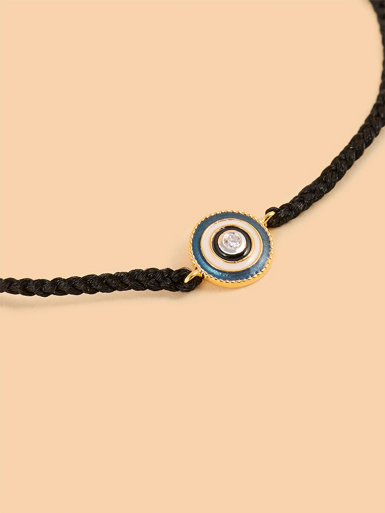 Studded Evil Eye Macrame Bracelet