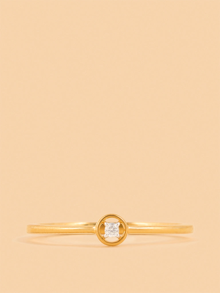 Gold Solitaire Sparkle Ring