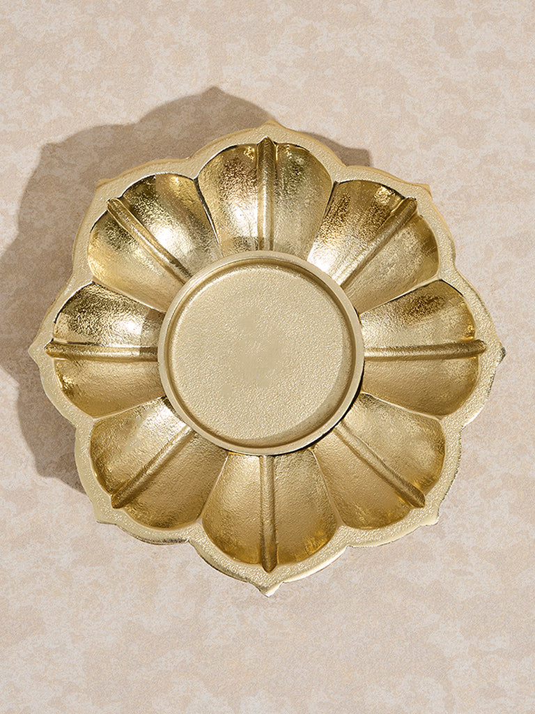 Westside Home Gold Lotus Pillar Candle Holder