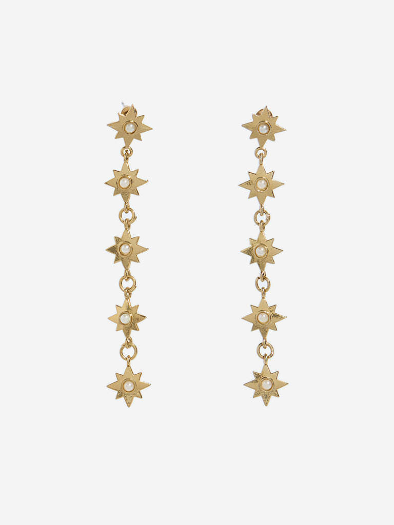 Westside Accessories Gold Star-Link Dangler Earrings