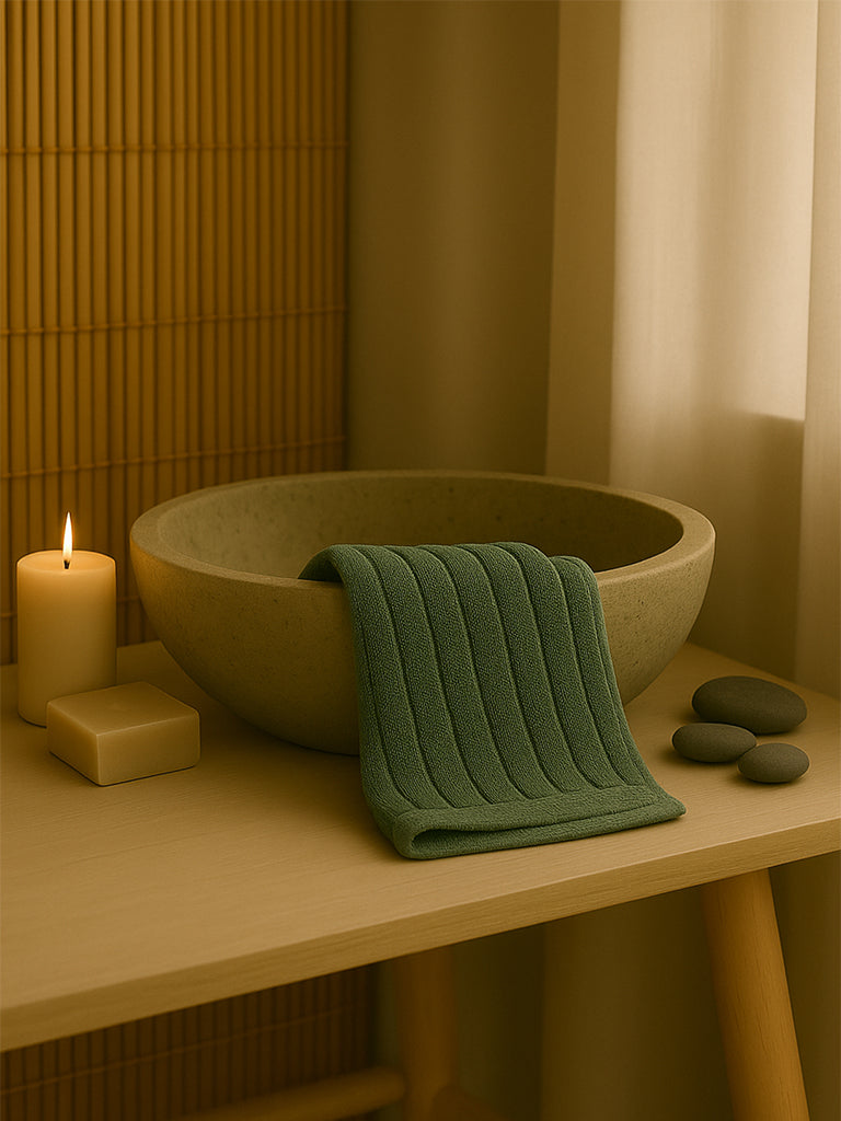 Westside Home Green Self-Striped Hand Towel