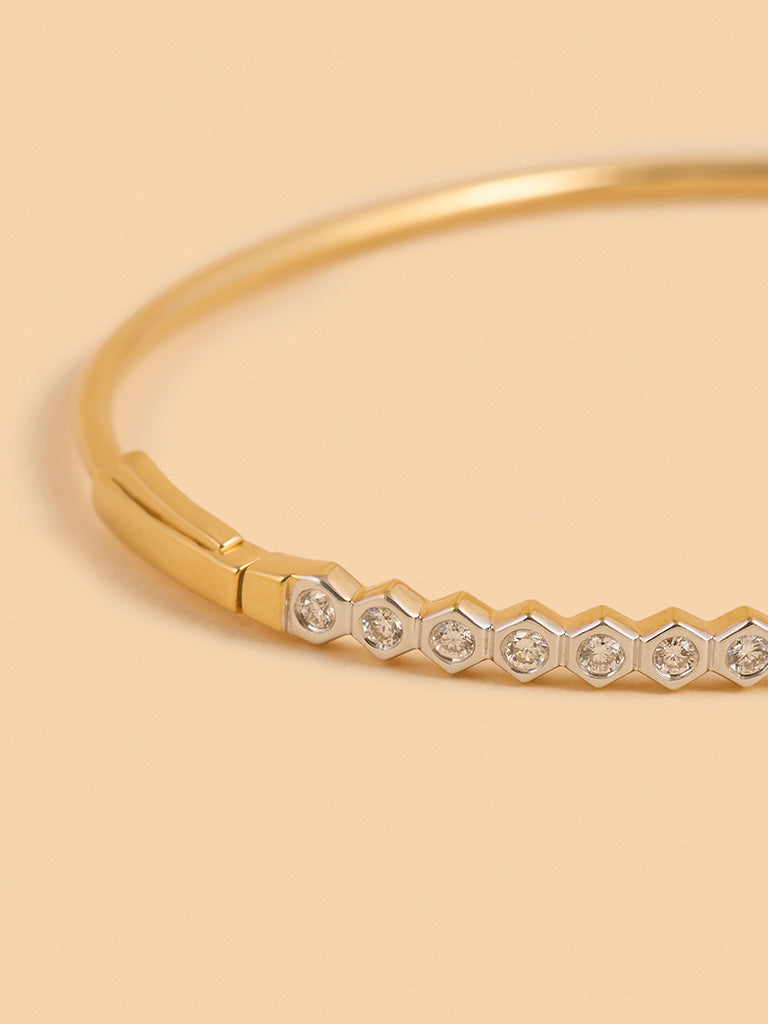 Gold Hexagon Linear Bracelet