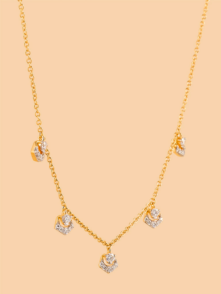 Five Lab-Diamond Cascade Necklace