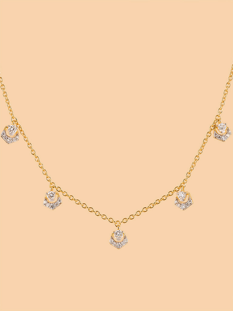 Five Lab-Diamond Cascade Necklace