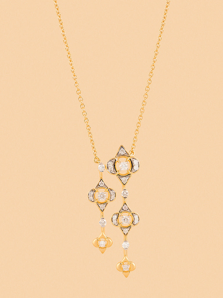 Floral Lab-Diamond Cascade Necklace