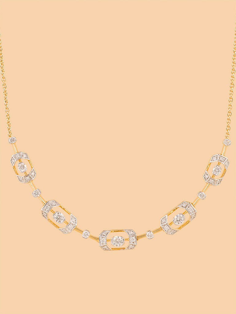 Dazzling Rectangle Link Necklace
