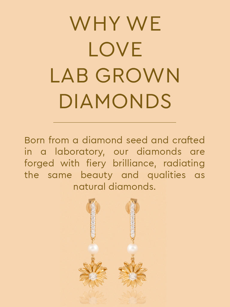 Gold Daisy Pearl Drop Earrings