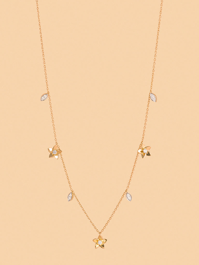 Gold Classic Floral Stone Necklace