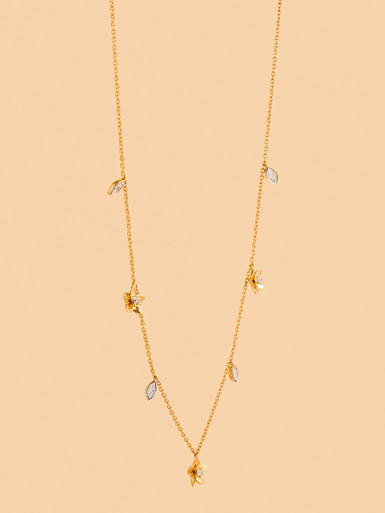 Gold Classic Floral Stone Necklace