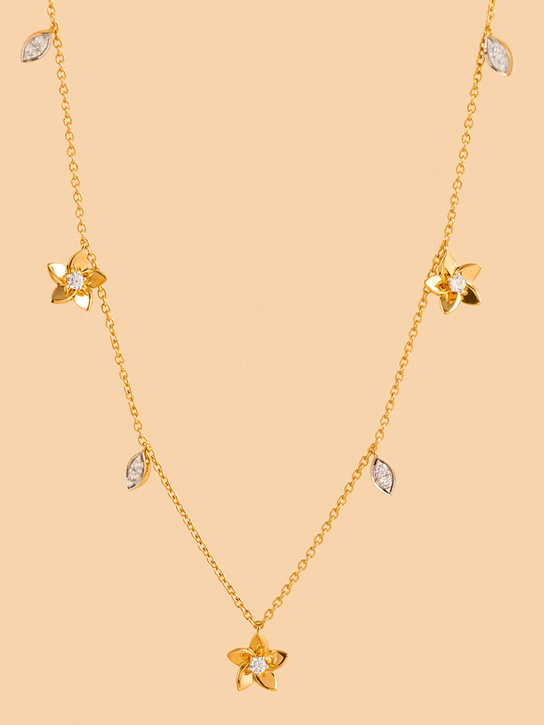 Gold Classic Floral Stone Necklace