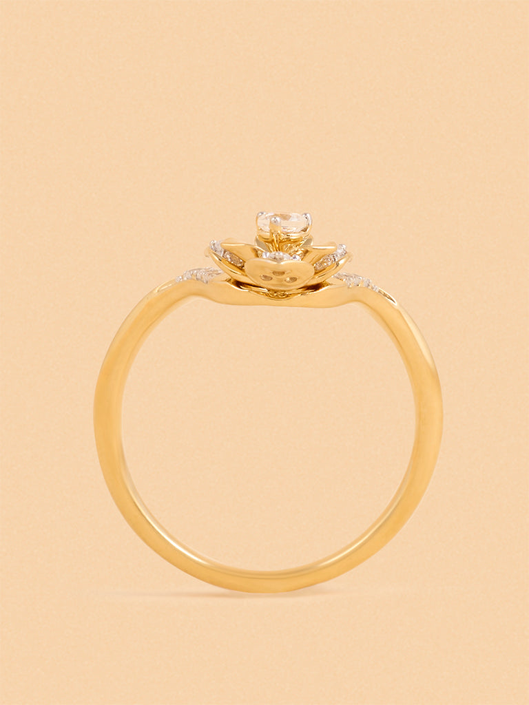 Gold Multilayer Rose V Ring