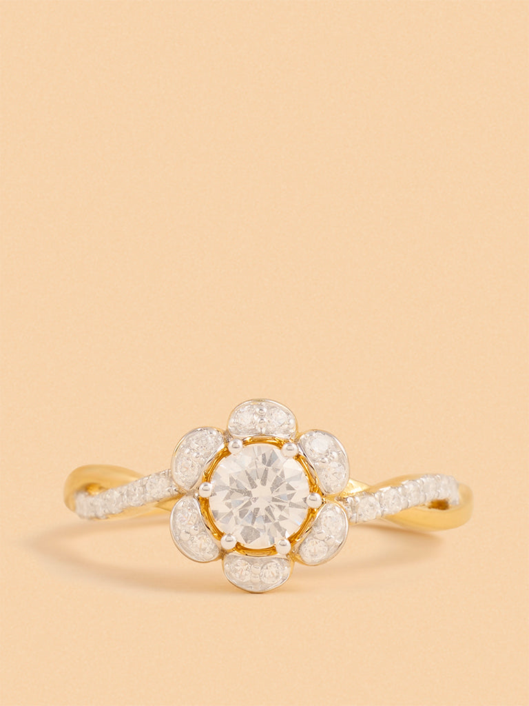 Gold Classic Floral Gold Plated Ring