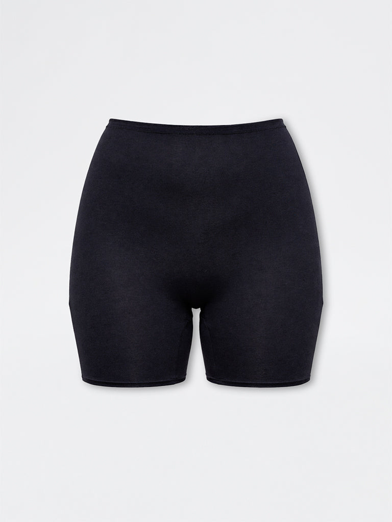 Wunderlove Black Cotton-Blend Shapewear Cycling Shorts