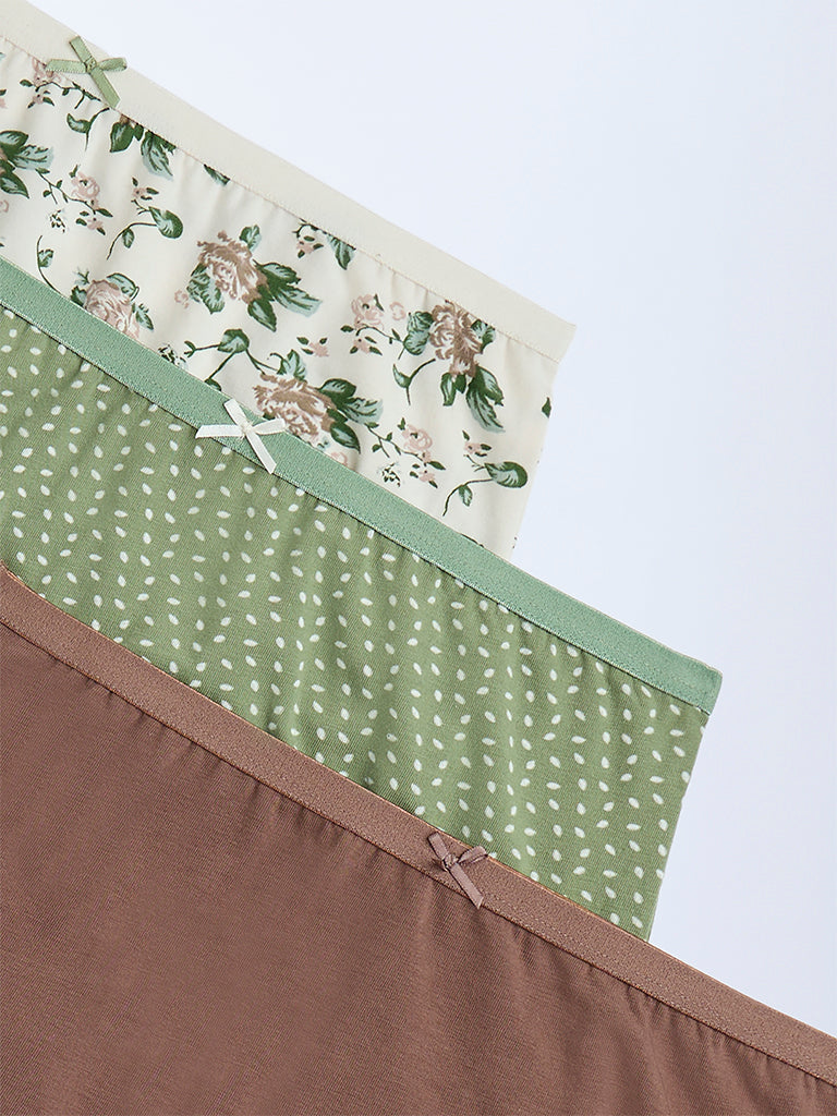 Wunderlove 3-Pack Printed Cotton-Blend Briefs