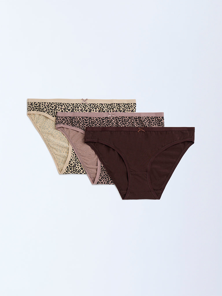 Wunderlove 3-Pack Cotton-Blend Bikini Briefs