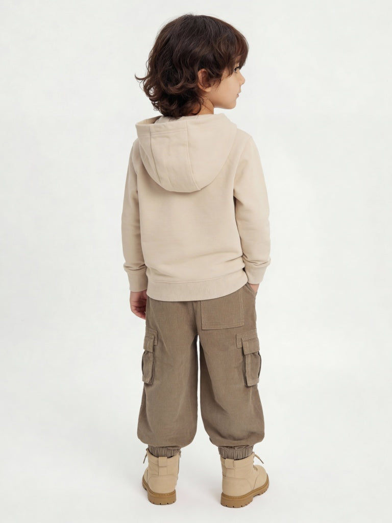 HOP Kids Boys Brown Mid-Rise Corduroy Joggers