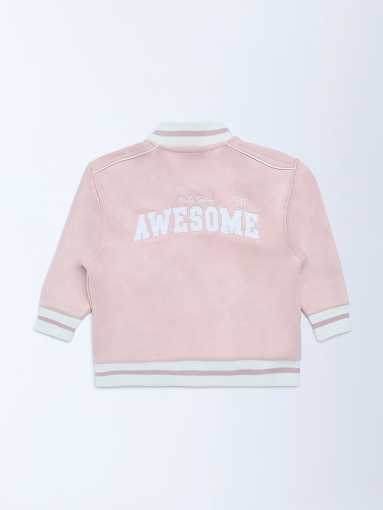 HOP Kids Girls Pink Typographic Jacket