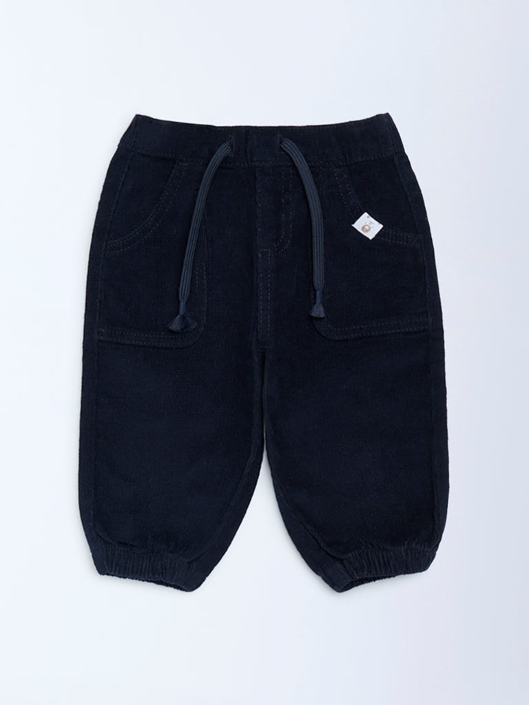 HOP Baby Boys Navy Mid-Rise Corduroy Joggers