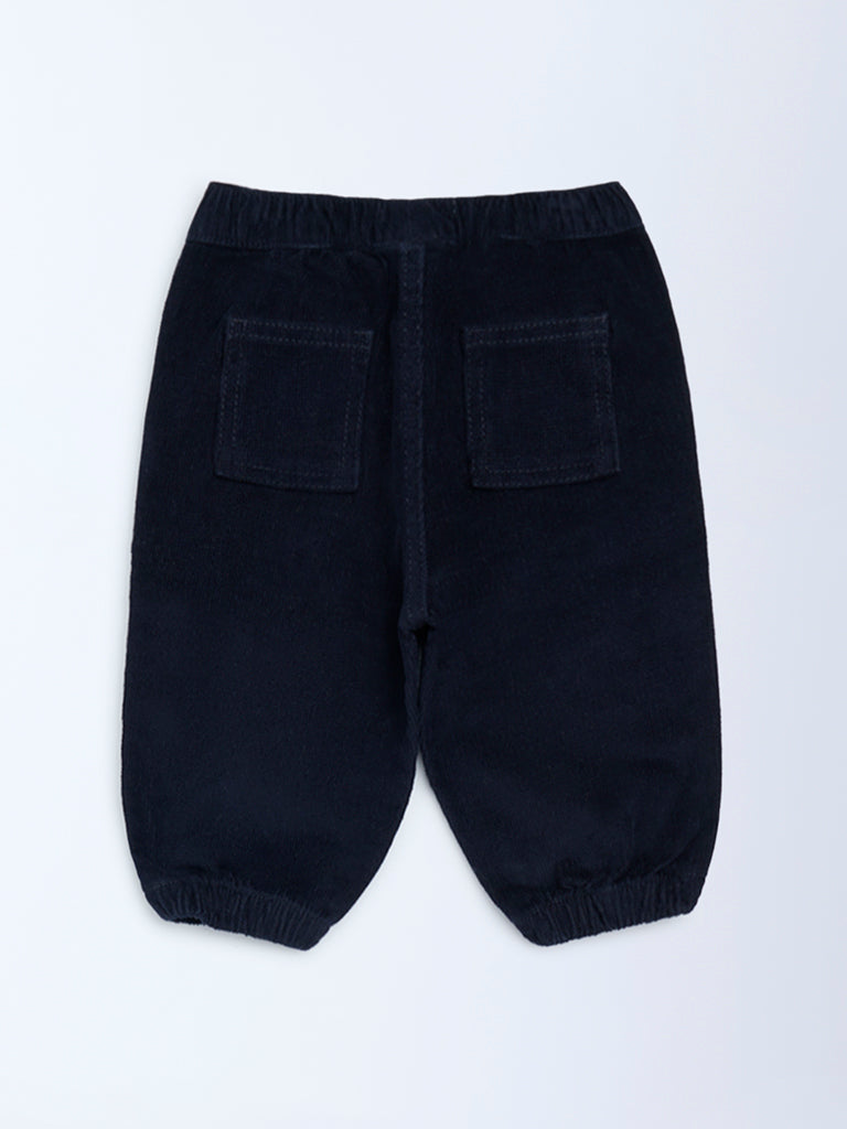 HOP Baby Boys Navy Mid-Rise Corduroy Joggers