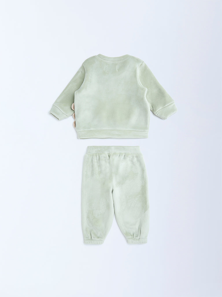 HOP Baby Boys Sage Animal Design Sweatshirt and Joggers Set